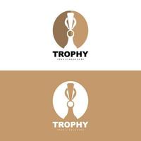 Championship Trophy Logo, Champion Award Winner Trophy Design, Vector Icon Template