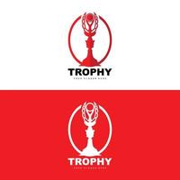 Championship Trophy Logo, Champion Award Winner Trophy Design, Vector Icon Template