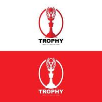 Championship Trophy Logo, Champion Award Winner Trophy Design, Vector Icon Template