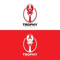 Championship Trophy Logo, Champion Award Winner Trophy Design, Vector Icon Template