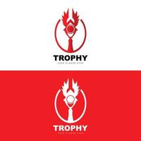 Championship Trophy Logo, Champion Award Winner Trophy Design, Vector Icon Template