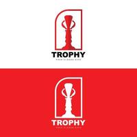 Championship Trophy Logo, Champion Award Winner Trophy Design, Vector Icon Template