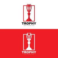 Championship Trophy Logo, Champion Award Winner Trophy Design, Vector Icon Template