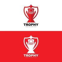 Championship Trophy Logo, Champion Award Winner Trophy Design, Vector Icon Template