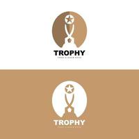 Championship Trophy Logo, Champion Award Winner Trophy Design, Vector Icon Template