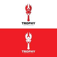 Championship Trophy Logo, Champion Award Winner Trophy Design, Vector Icon Template