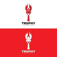 Championship Trophy Logo, Champion Award Winner Trophy Design, Vector Icon Template