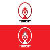 Championship Trophy Logo, Champion Award Winner Trophy Design, Vector Icon Template