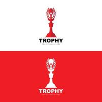 Championship Trophy Logo, Champion Award Winner Trophy Design, Vector Icon Template