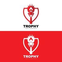 Championship Trophy Logo, Champion Award Winner Trophy Design, Vector Icon Template