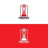 Championship Trophy Logo, Champion Award Winner Trophy Design, Vector Icon Template