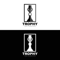 Championship Trophy Logo, Champion Award Winner Trophy Design, Vector Icon Template