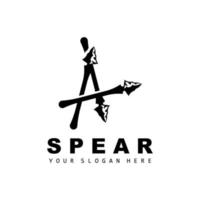 logotipo de lanza, diseño de equipo de caza, arma de guerra de flecha, vector de marca de producto