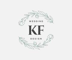 colección de logotipos de monograma de boda con letras iniciales kf, plantillas florales y minimalistas modernas dibujadas a mano para tarjetas de invitación, guardar la fecha, identidad elegante para restaurante, boutique, café en vector