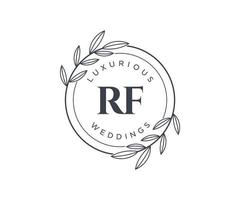 RF Initials letter Wedding monogram logos template, hand drawn modern minimalistic and floral templates for Invitation cards, Save the Date, elegant identity. vector