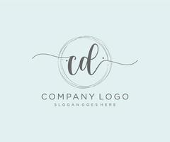 Initial CD feminine logo. Usable for Nature, Salon, Spa, Cosmetic and Beauty Logos. Flat Vector Logo Design Template Element.