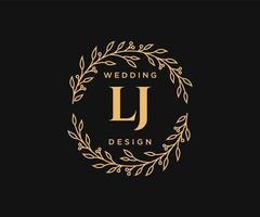 LJ Initials letter Wedding monogram logos collection, hand drawn modern minimalistic and floral templates for Invitation cards, Save the Date, elegant identity for restaurant, boutique, cafe in vector