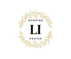 LI Initials letter Wedding monogram logos collection, hand drawn modern minimalistic and floral templates for Invitation cards, Save the Date, elegant identity for restaurant, boutique, cafe in vector