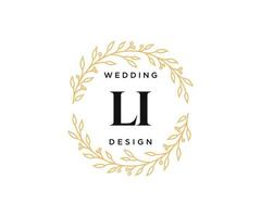 colección de logotipos de monograma de boda con letras iniciales li, plantillas florales y minimalistas modernas dibujadas a mano para tarjetas de invitación, guardar la fecha, identidad elegante para restaurante, boutique, café en vector