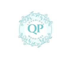 QP Initials letter Wedding monogram logos template, hand drawn modern minimalistic and floral templates for Invitation cards, Save the Date, elegant identity. vector