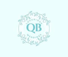 QB Initials letter Wedding monogram logos template, hand drawn modern minimalistic and floral templates for Invitation cards, Save the Date, elegant identity. vector