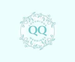 QQ Initials letter Wedding monogram logos template, hand drawn modern minimalistic and floral templates for Invitation cards, Save the Date, elegant identity. vector