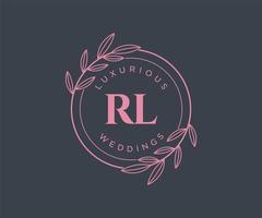 RL Initials letter Wedding monogram logos template, hand drawn modern minimalistic and floral templates for Invitation cards, Save the Date, elegant identity. vector