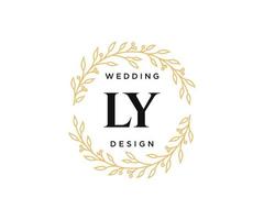 colección de logotipos de monograma de boda con letras iniciales ly, plantillas florales y minimalistas modernas dibujadas a mano para tarjetas de invitación, guardar la fecha, identidad elegante para restaurante, boutique, café en vector