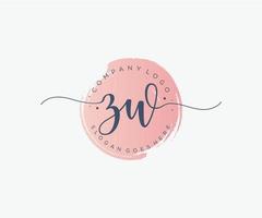 Initial ZW feminine logo. Usable for Nature, Salon, Spa, Cosmetic and Beauty Logos. Flat Vector Logo Design Template Element.