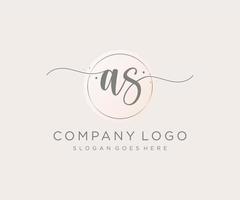 Initial AS feminine logo. Usable for Nature, Salon, Spa, Cosmetic and Beauty Logos. Flat Vector Logo Design Template Element.