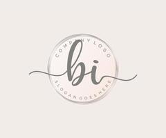 Initial BI feminine logo. Usable for Nature, Salon, Spa, Cosmetic and Beauty Logos. Flat Vector Logo Design Template Element.