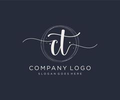 Initial CT feminine logo. Usable for Nature, Salon, Spa, Cosmetic and Beauty Logos. Flat Vector Logo Design Template Element.