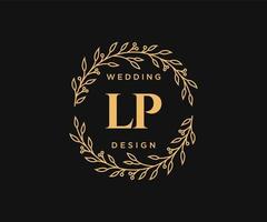 colección de logotipos de monograma de boda con letras iniciales de lp, plantillas florales y minimalistas modernas dibujadas a mano para tarjetas de invitación, guardar la fecha, identidad elegante para restaurante, boutique, café en vector