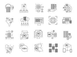 iconos de big data, adecuados para una amplia gama de proyectos creativos digitales. vector