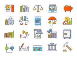 iconos bancarios, adecuados para una amplia gama de proyectos creativos digitales. vector