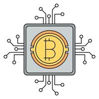 circuito con icono de bitcoin, adecuado para una amplia gama de proyectos creativos digitales. vector