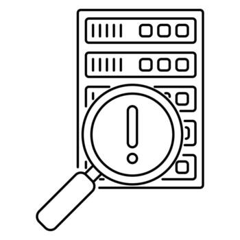 icono de servidor de error de búsqueda, adecuado para una amplia gama de proyectos creativos digitales. vector