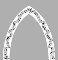 Musical arch with the use of a staff of music and notes for the design of an exit wedding ceremony, entrance, portal. Vector illustration.