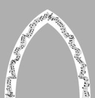 Musical arch with the use of a staff of music and notes for the design of an exit wedding ceremony, entrance, portal. Vector illustration.