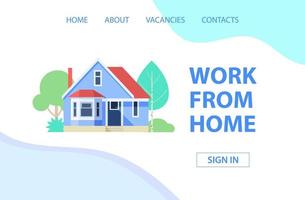 Work from home. Landing page. vector
