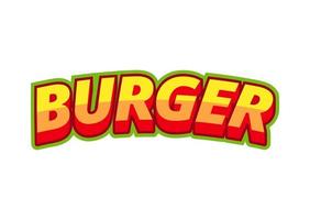 hamburguesa de inscripción en estilo pop-art sobre un fondo blanco de letras multicolores. para la decoración e impresión de menús de monstruos. ilustración vectorial vector