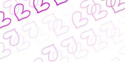 Light Purple, Pink vector pattern with colorful hearts.