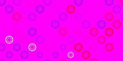 Light Purple, Pink vector template with esoteric signs.