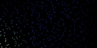 Dark Blue, Green vector template with neon stars.