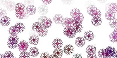 Light pink vector doodle pattern with flowers.