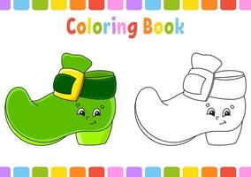 Coloring book for kids. St. Patrick's Day. Cartoon character. Vector illustration. Fantasy page for children. Black contour silhouette. Isolated on white background.