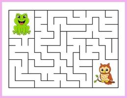 Rectangle maze. Game for kids. Funny labyrinth. Education developing worksheet. Activity page. Puzzle for children. cartoon style. Riddle for preschool. Logical conundrum. Vector illustration.