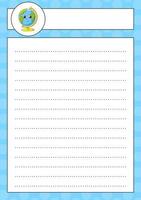 Lined sheet template. Handwriting paper. For diary, planner, checklist, wish list. Back to school theme. Vector illustration.