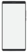 New version of black slim smartphone similar to with blank white screen png