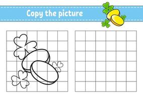 Copy the picture. Coloring book pages for kids. Education developing worksheet. Game for children. Handwriting practice. cartoon character. Vector illustration.